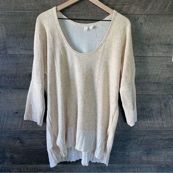 Anthropologie Moth Catamaran Cream Scoop-neck Linen Blend Sweater Large - Picture 2 of 9
